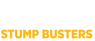 White logo image for Stump Busters